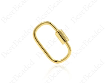 Shiny Gold Oval Carabiner Clasp,Oval Screw Clasp,Personalized Jewelry Clasp 15x24mm
