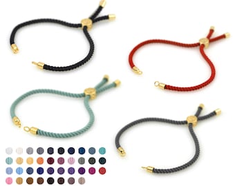 Bracelet de cordon demi-fini avec perles de bouchon coulissantes, connecteur réglable pour les bijoux de bricolage Faisant des découvertes 10Pcs