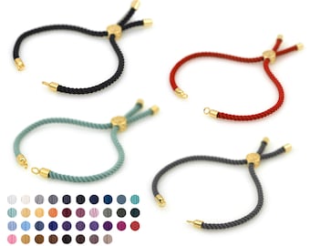 Pulsera de cordón a medio terminar con cuentas deslizantes deslizantes tapones, conector ajustable para joyería de bricolaje Hallazgos de fabricación 10Pcs