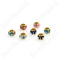 Colorful Enamel Evil Eye Spacer Beads,18k Gold Filled Loose Large Hole Beads,DIY Personalized Jewelry 8x6mm