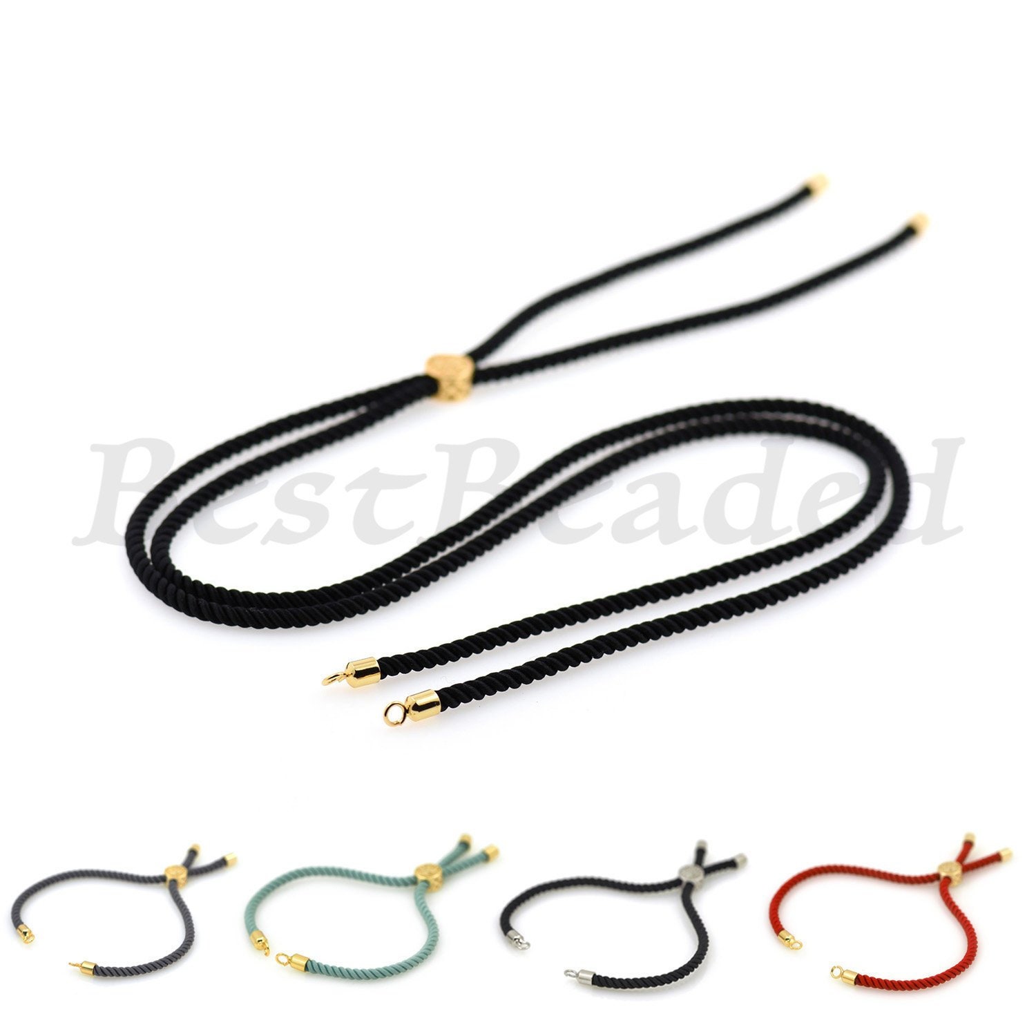 Half-finished Silk Cord Necklace,adjustable Connector With Sliding