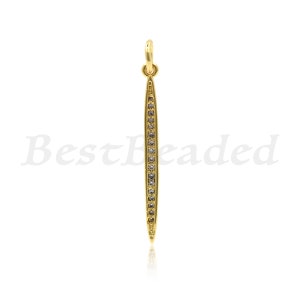 Vertical Bar Pendant,Micro Pave Cubic Zirconia Long Earrings Charms,DIY Handmade Accessory 2x30mm 2Pcs