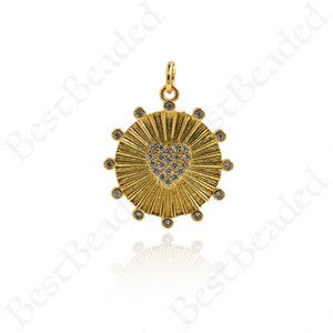 Round Heart Medallion Pendant,18k Gold Filled Heart Layering Necklace Pendant,Minimalist Jewelry Accessories 20mm