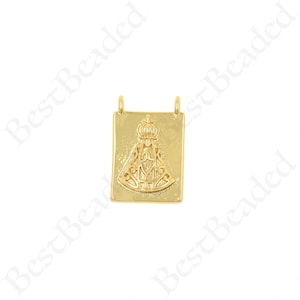 Virgin Mary Necklace Charms,18k Gold Filled Lady Guadalupe Pendant for Jewelry Making 17x12mm