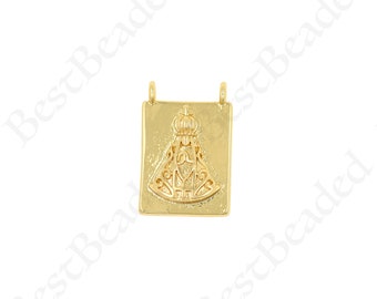 Dijes de collar de la Virgen María, colgante de Guadalupe con relleno de oro de 18 quilates para hacer joyas, 17x12 mm