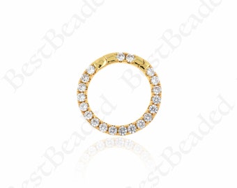 18K Gold Filled Circle Clasp,CZ Pave Round Clasp,DIY Bracelet/Necklace Jewelry Clasp 20mm