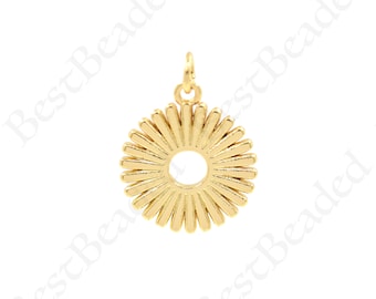 Ciondolo per collana rotonda con diamanti in oro 18 carati per gioielli fai da te, 16 mm