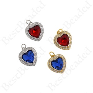 CZ Heart Shaped Zircon Pendant ,Birthday Gift,Heart Jewelry-DIY Jewelry Making