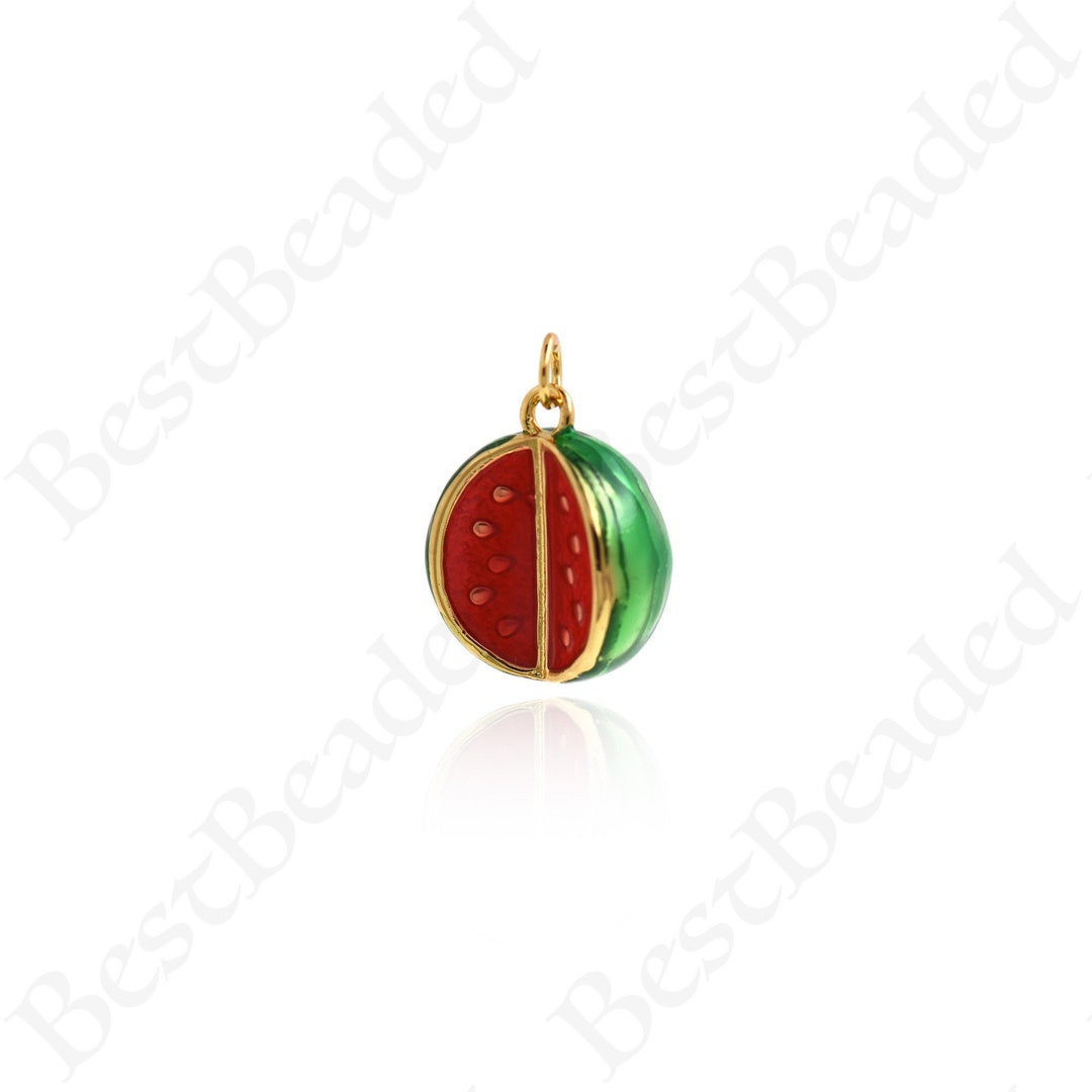 Enamel Cute Watermelon Charm,dainty Gold Fruit Jewelry Accessories,diy ...