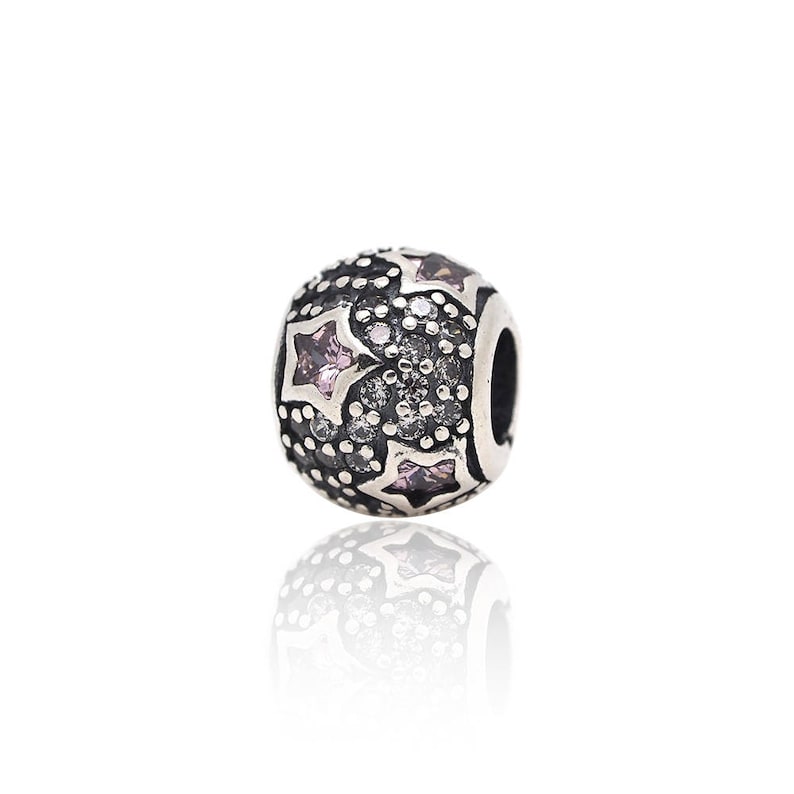 Sterling Silver Pink Stars Charm,DIY S925 Jewelry Bracelet Bead for Women Charms Supplies 8x10mm