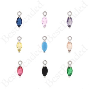Silver Set with Colorful Zircon Necklace Pendant, High Jewelry for DIY Jewelry Making Supplies, 10.5x4mm