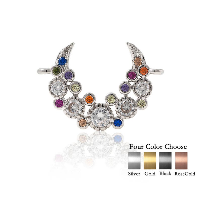 Crescent Moon Connector Pave CZ para mujeres pulsera encantos regalo 20x14mm 1pcs Silver