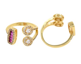 Anel de zircônia requintado, anel banhado a ouro 18K, zircônia incrustada, anel de luxo leve, aliança de casamento, 22 x 15 mm
