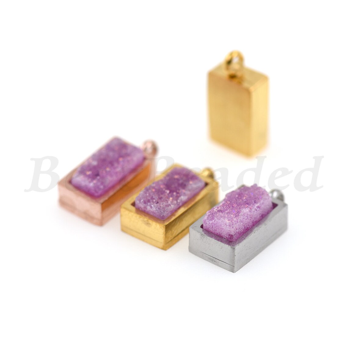 Rectangle Druzy Pendant CharmsNatural Crystal Quartz Drusy Etsy