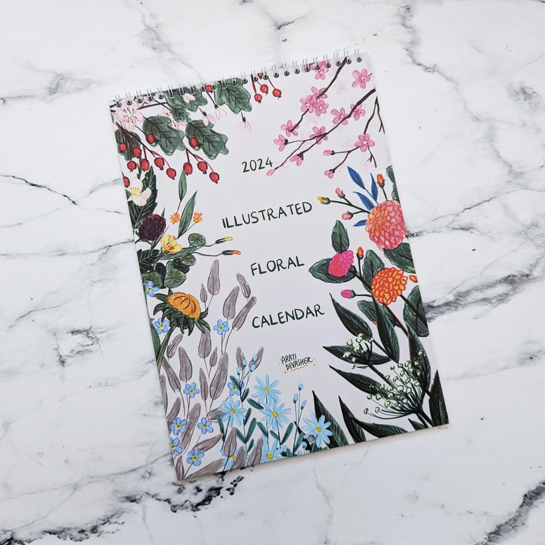 2024 Wall Calendar With Botanical Sketches. 12 Illustrated Pages of ...