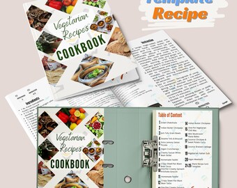 Livre de recettes végétariennes, reliure de recettes, livre de recettes vierges, lot de 5, 27 pages à imprimer