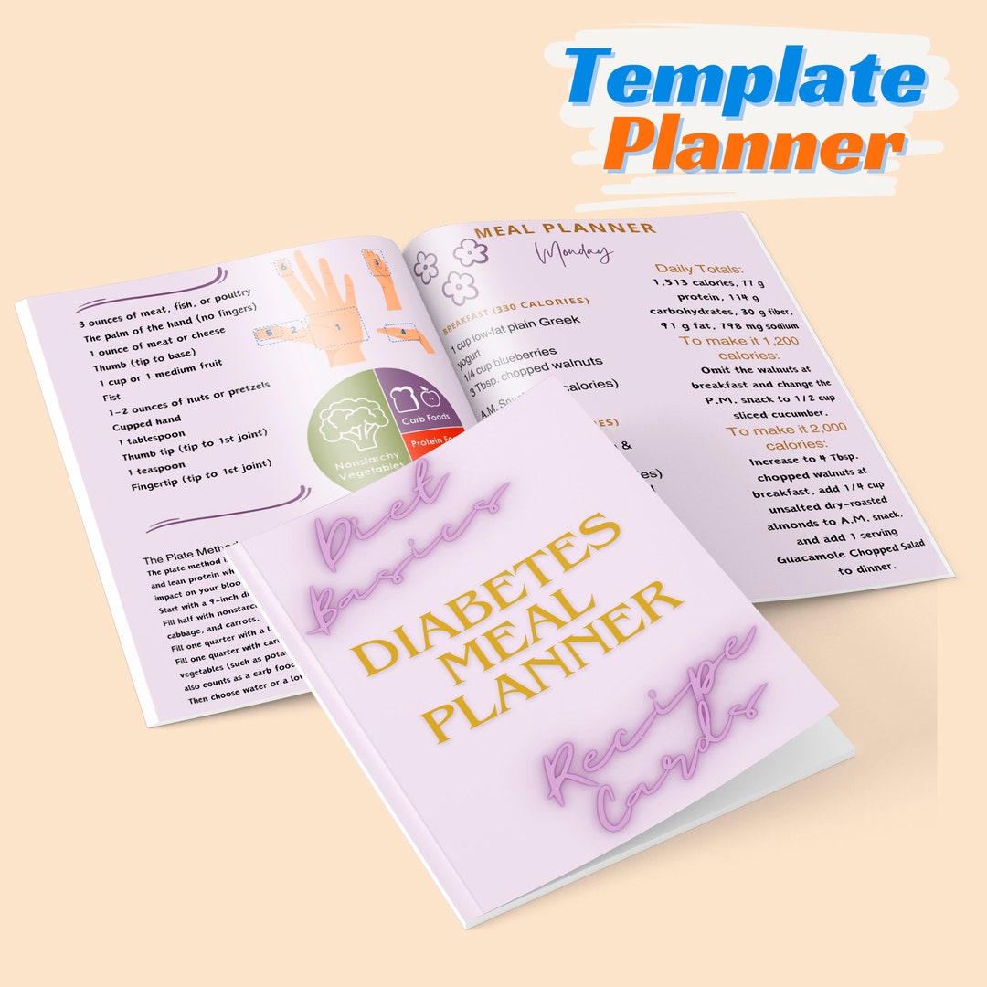 Diabetes Meal Planner Recipe Card Template Diet Advice Weekly Daily