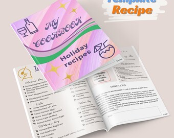 Cookbook 50+ Holiday Recipes Digital cooking product Recipe Binder Blank Recipe card pack Template minimal Printables