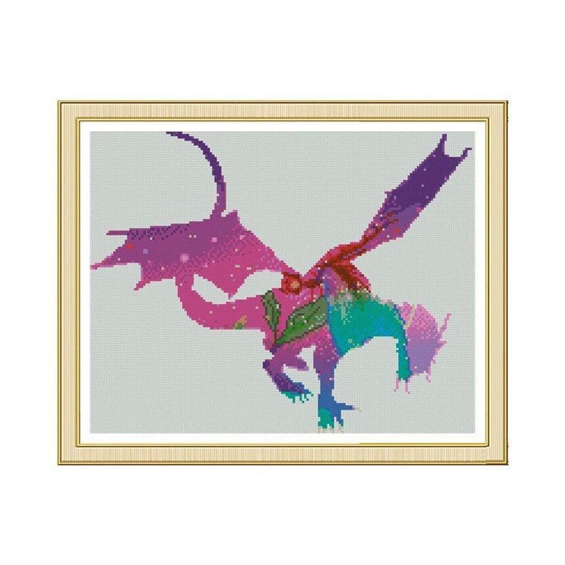 Embroidery art stitch Dragon cross stitch pattern Fantasy dragon portrait Magic decor ornament decor Hand embroidery pattern