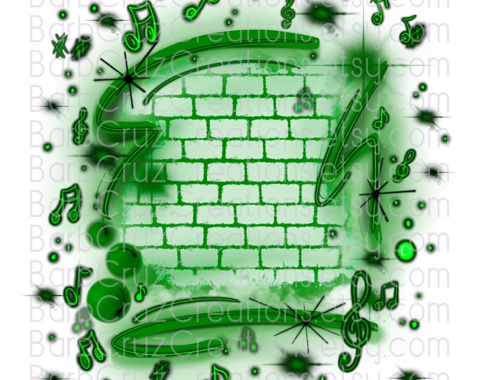 Airbrush, Music, Background, Digital Airbrush, Graffiti Wall, png, jpg, sublimation designs, digital download, png sublimation, green