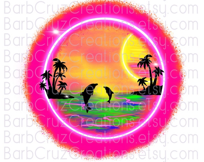 Tropical Neon Ocean png, Vacation, Vaca, Airbrush, Beach, Sunset Sunrise, sublimation designs, digital download, tshirt, Summer Fun, water