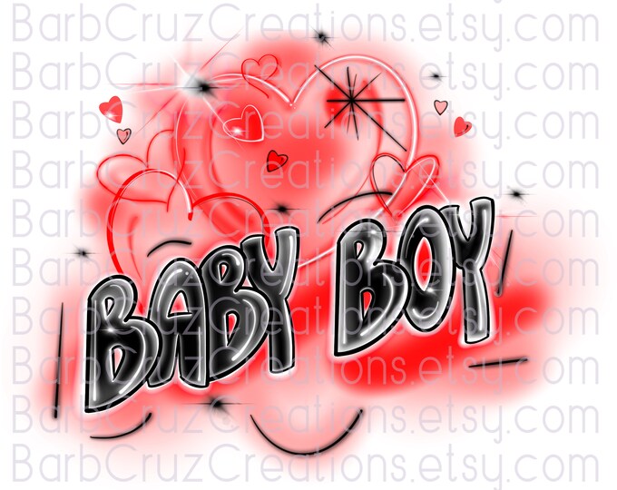 airbrushed baby boy, baby boy red hearts, sublimation transfer, digital download, png, waterslides, clipart, sublimation png, airbrush