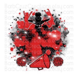 Airbrush png, Cheerleader, designs, Cheer Shirt png, Cheer Team shirt, Sports Team Airbrush, Cheer Airbrush, Sublimation Design, red, black
