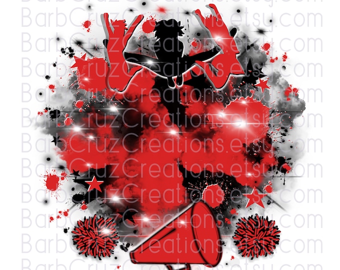 Airbrush png, Cheerleader, designs, Cheer Shirt png, Cheer Team shirt, Sports Team Airbrush, Cheer Airbrush, Sublimation Design, red, black