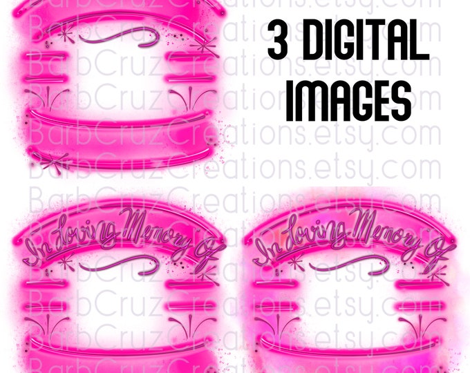 Pink Airbrush Frames, In Loving Memory of, RIP, Mourning, Loss of Loved One, Sublimation Design, Custom memorial shirt png, banner