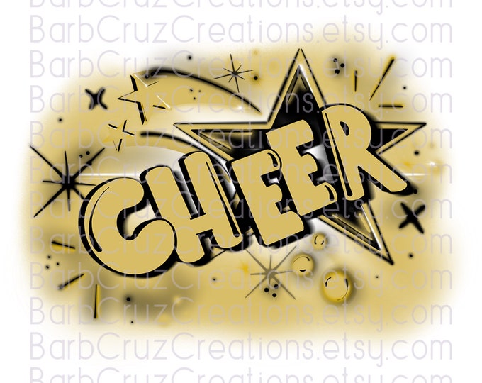 Cheer, Cheerleader, Splatter paint designs, Cheer Team shirt, Sports Team Airbrush, Cheer Airbrush, Sublimation Design, png, gold
