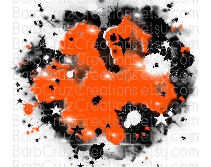 Airbrush png, Star Burst, Cheerleader, Cheer Shirt png, Team shirt, Sports Team Airbrush, Hip Hop, Dance, Sublimation Design, orange, black
