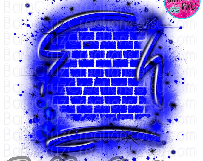 Airbrush, Brick Wall, Background, Digital Airbrush, Graffiti Wall, png, jpg, sublimation designs, digital download, png sublimation, blue