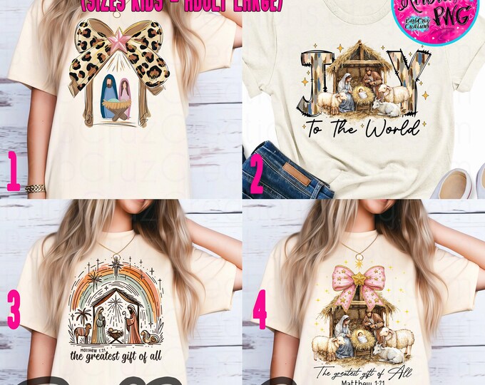 Nativity, Christmas, Shirts 2 for 32, Christian, Customized Shirts, Airbrushed, Graffiti tee, Mix, Match, BACH, Vacation, Retro, Old School