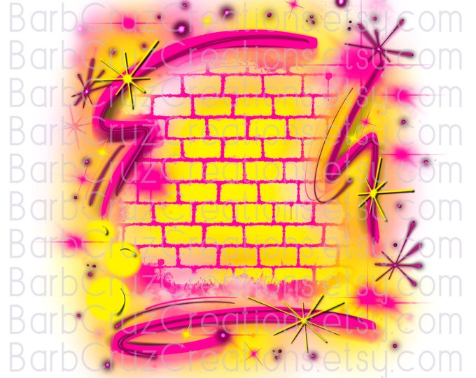 Airbrush png, Brick Wall, Background, Digital Airbrush, Graffiti, hip hop, sublimation designs, digital download, sublimation, pink & yellow