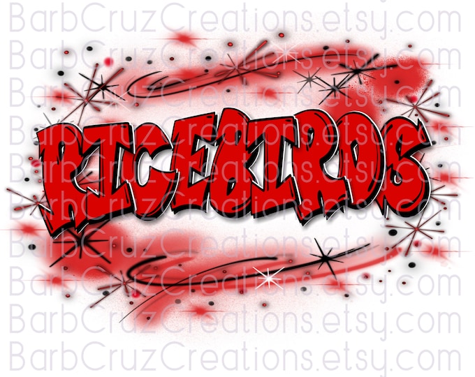 airbrush digital image, red ricebirds, team spirit, clipart, airbrush png, sublimation designs, digital downloads, shirt transfer