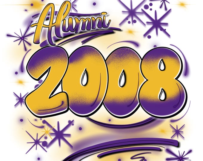Airbrush png, Alumni 2008, High School, Class of 2028, Graduate, Sublimation Design, Digital, Graffiti,  purple, gold, Graffiti Trendy retro