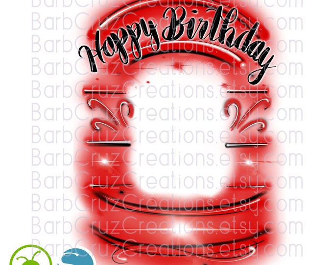 Happy Birthday, Frame, Airbrush, Sublimation Designs, Digital Downloads, png, clipart, shirt png, Custom, red, Template, Airbrush png