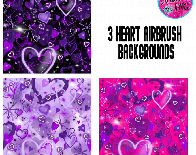 Airbrush Hearts, Couple Design, Pink, Purple Heart, Sublimation Designs, Digital Download, clipart, Airbrush Accents, Airbrush Background