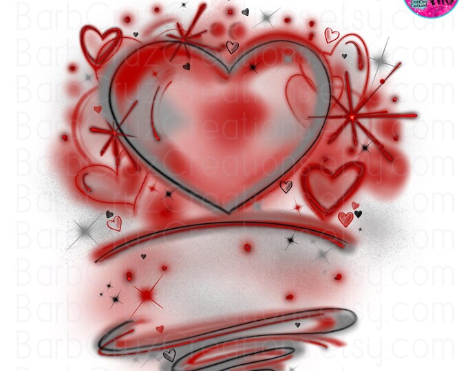 airbrush png, airbrush background, red, gray, hearts, airbrush template, sublimation transfer, sublimation, love, retro, 90's vintage