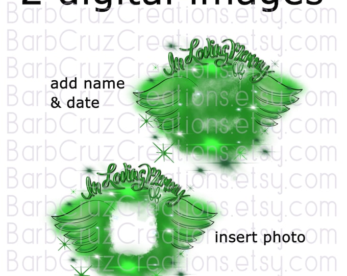 Airbrush png, In Loving Memory of, Angel Wings, Sublimation Design, Digital Downloads, custom image, digital airbrush, RIP, Memorial