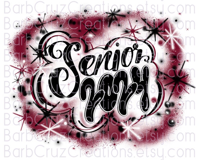 Senior 2024 and 2023, High School, Class of 2024, Airbrush, Sublimation Design, Digital, Graffiti, png, 12th grade, deep Red, White, Black