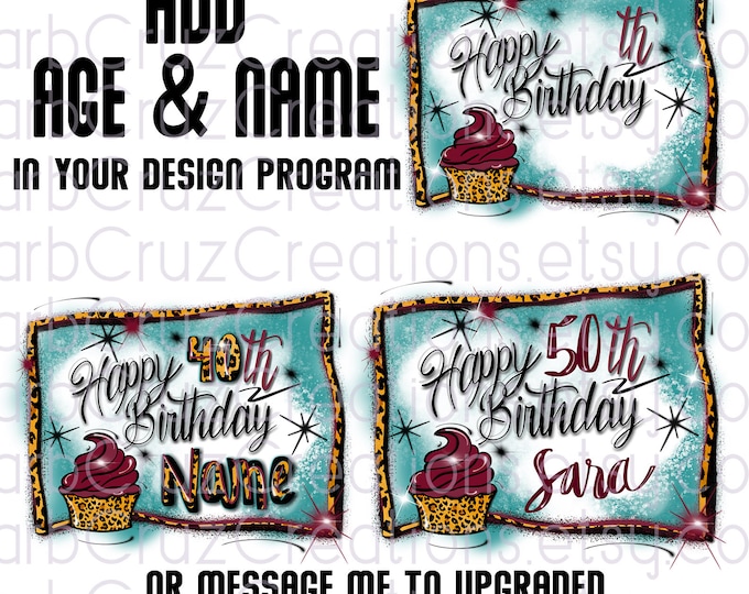 Airbrush, Digital Airbrush, Happy Birthday, Sublimation Designs, Digital, png, jpg, Birthday Party, Invites, custom airbrush, leopard print