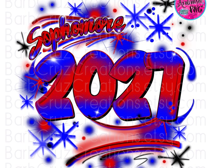 Airbrush png, Digital Image, Sophomore, 2027, Sublimation Design, Graffiti Art, Graduate, High School Senior, College Senior, red, blue