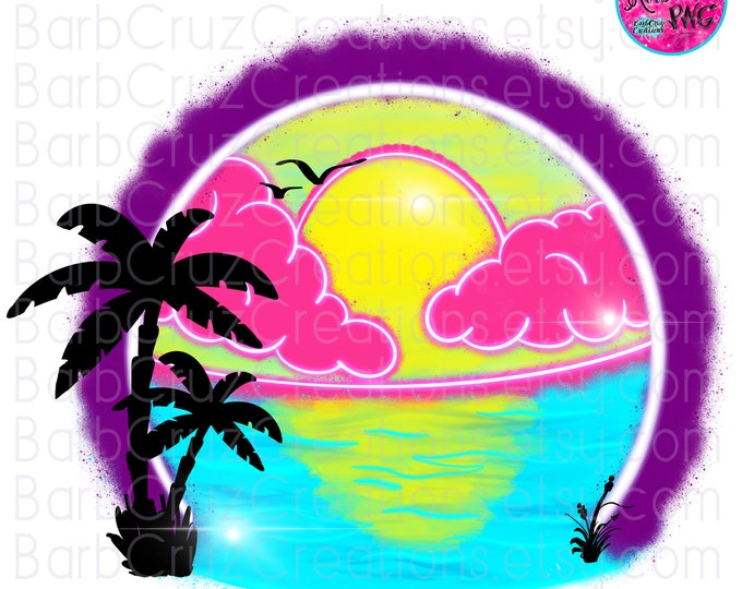 airbrush png, tropical sunset, airbrush beach vibes, sublimation, beach sunset png, airbrush digital downloads, spray paint designs, DTF