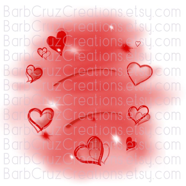 Red Hearts Airbrush Background, Valentine's Day, 80's, 90's, Vintage, Retro,  png, sublimation designs, digital downloads, tshirt designs