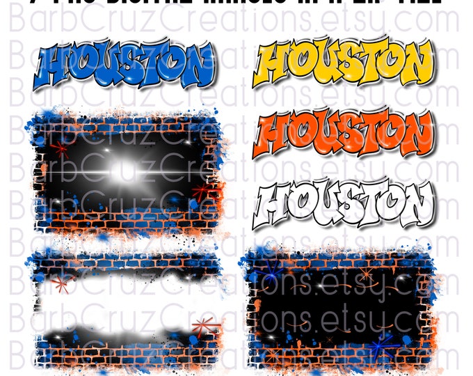 Airbrush png, Houston City, H-Town, Hip Hop, Graffiti Design, Baseball, brick wall, Graffiti, Retro, DTF, Houston Sport Shirt, TX, Texas