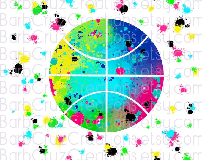 Basketball, Splatter Paint Basketball png, Basketball clipart, Basketball png, Sublimation Transfer, Digital Downloads, Waterslides, clipart
