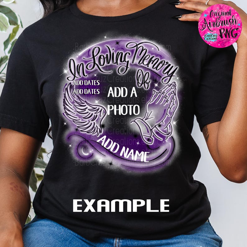 In loving Memory of, Airbrush png, White & Gray, RIP, DTG Designs, Digital Downloads, Custom, Memorial shirt png, Airbrush Template, frame image 12