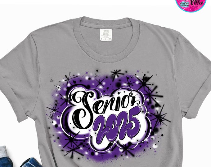 Airbrush png, Senior 2025, High School, Class of, Sublimation Design, Digital, Graffiti, 12th grade, Graduate, purple, black, college
