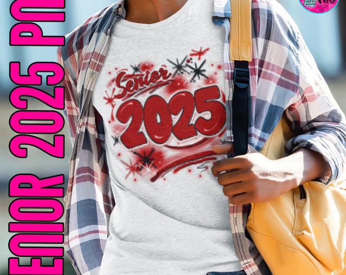 Airbrush png, senior 2025, class of 2025, Sublimation Designs, Graffiti Art, High School Senior, College Senior, red, Graduate Hip Hop Retro
